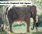 Cambodia Elephant Kid Jigsaw
