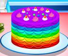 虹のケーキを調理する