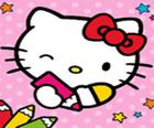 Hello Kitty көмегімен нөмір бойынша түс пен бояу