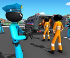 米国の警察の棒人間の犯罪飛行機の輸送ゲーム