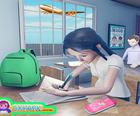 Virtualus vidurinės mokyklos mergina žaidimas-mokyklos simuliatorius 3D