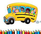 Книжка за оцветяване за училищен автобус