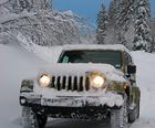 Offroad Sneeuw Jeep Passagier Berg Bergop Te Rijden