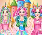 Princesses Rainbow Unicorn Hair Salon