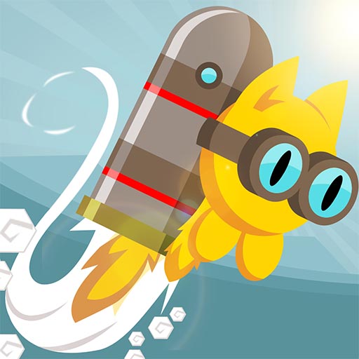 Игра летающий кот. Flappy cat. флэппи стиль. порхание игра. кот с джетпаком.